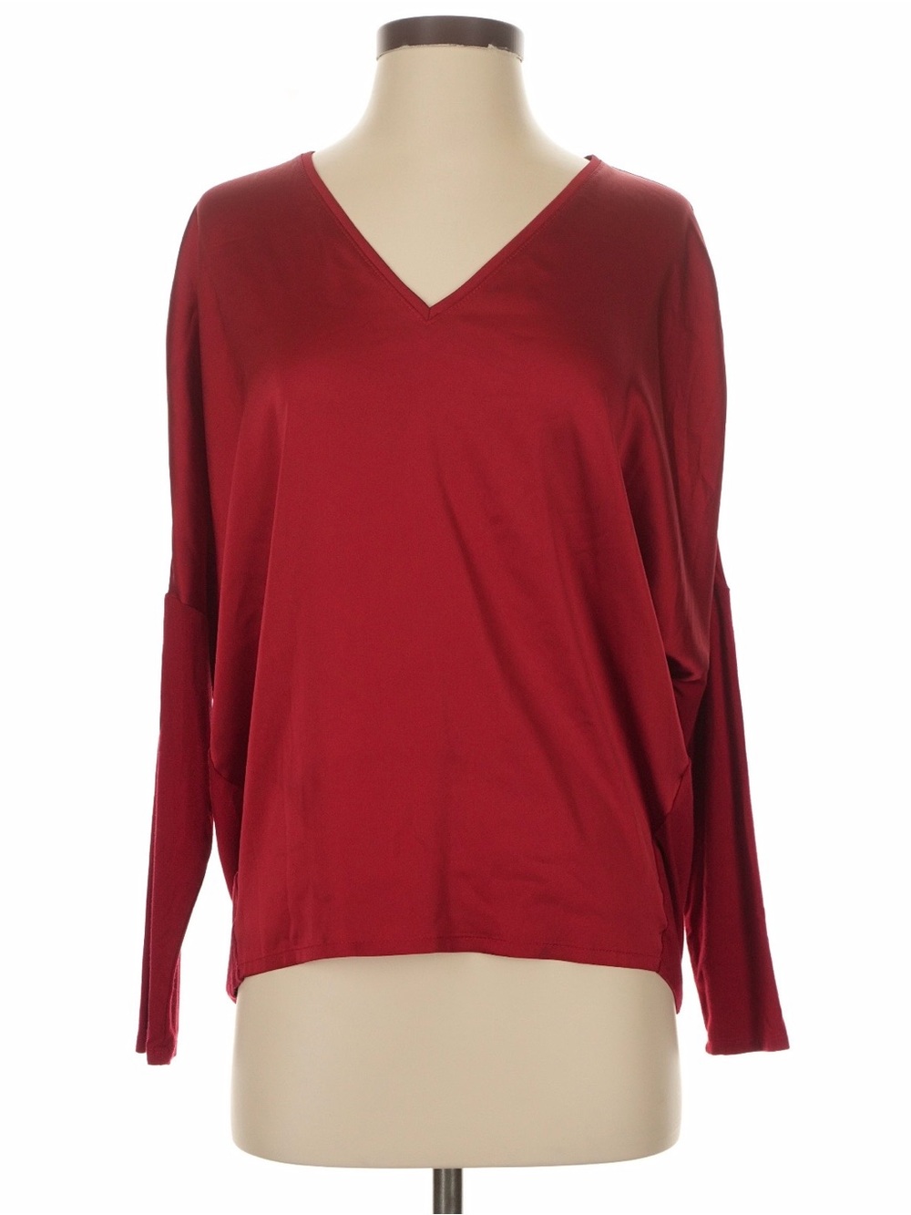 WHBM  V-Neck Long Dolman Sleeve Top - Red